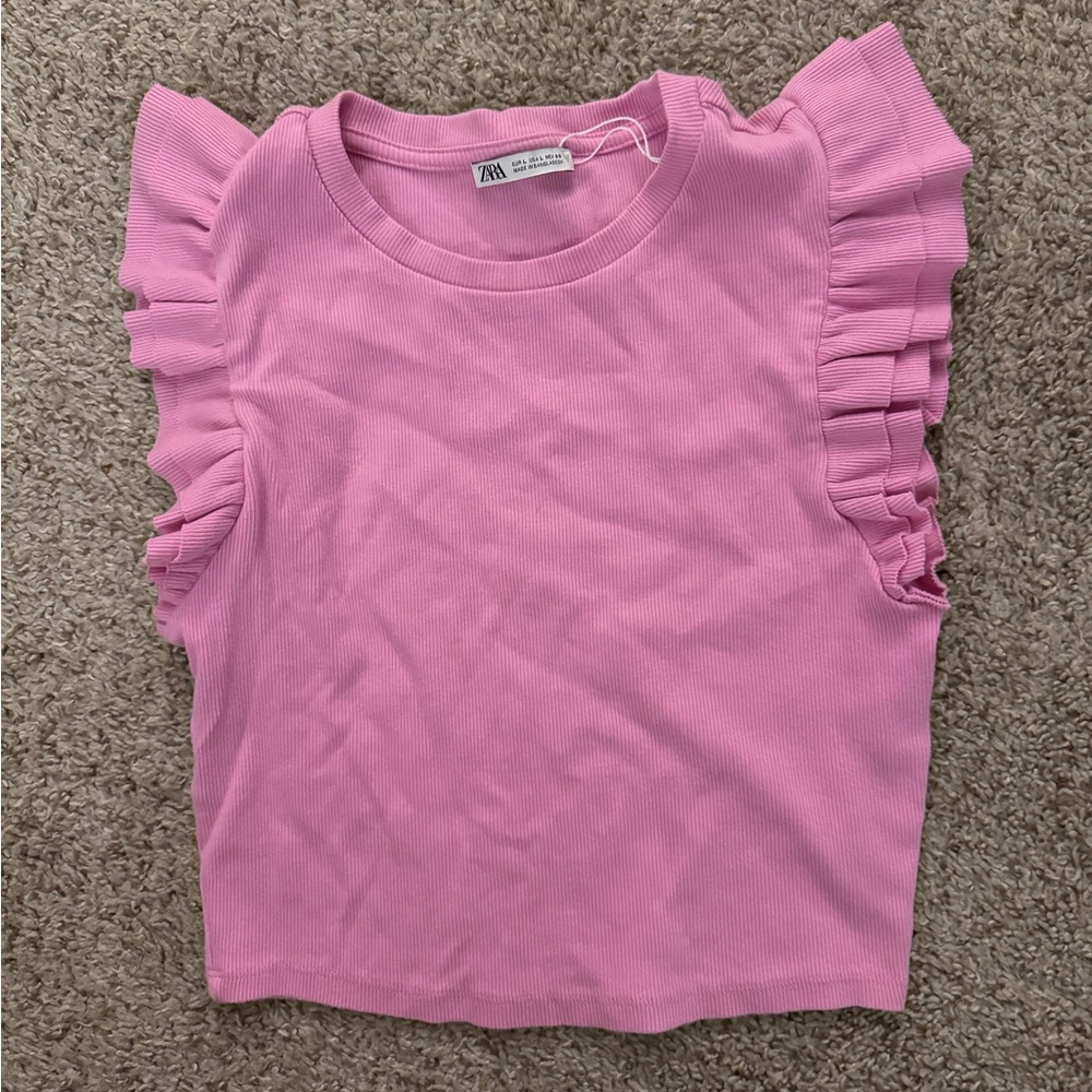 Zara Pink Ruffle Top - Picture 3 of 5